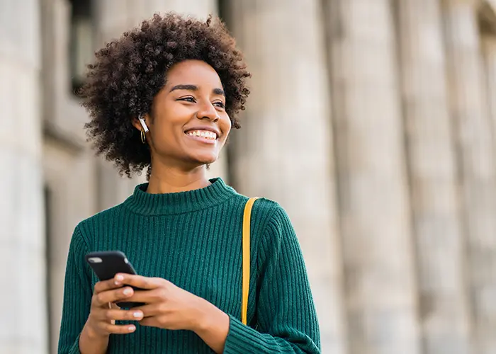 woman with phone